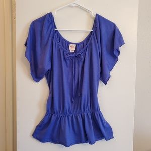 Mossimo Periwinkle Blouse with Flutter Sleeves, XS